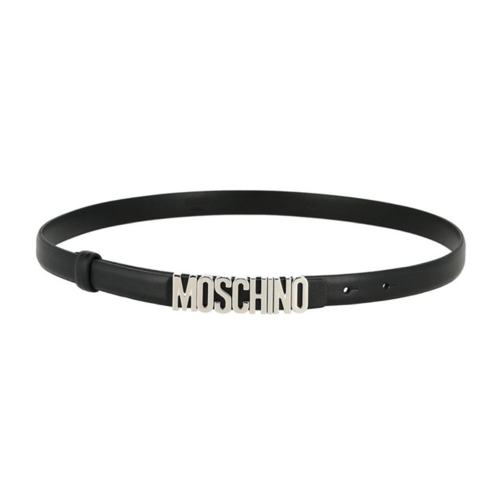Moschino Slim Logo Leather Belt